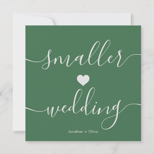 Chic Green Simple Downsizing Smaller Wedding Announcement