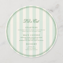 Chic Green Stripes Elegant Ivory Custom Guest Name