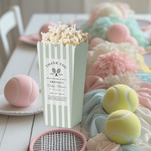 Chic Green Stripes Tennis Thank You Baby Shower Favor Boxes