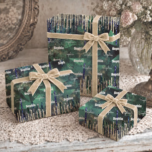 Chic Green Turquoise Gold Glitter Drips Wrapping Paper Sheets