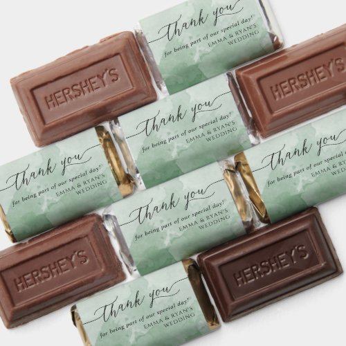 Chic Green Watercolor Any Event Thank you Script Hersheys Miniatures