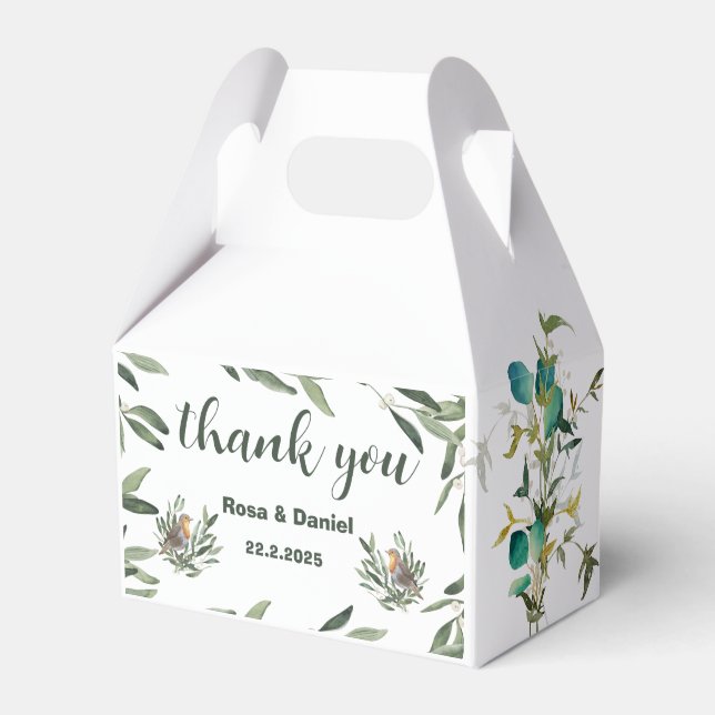 Chic Green Watercolor Wedding Favor Box (Front Side)