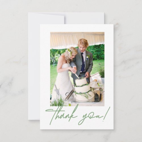 Chic Green Wedding Photo Thank you Handlettering 