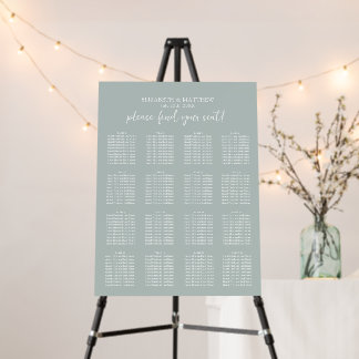 Chic Green Wedding Seating Chart Foam Board