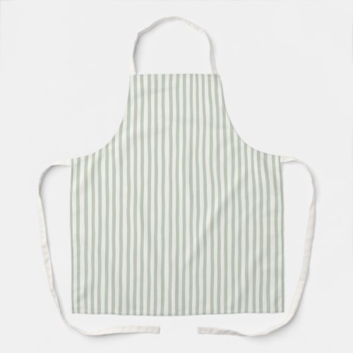 Chic Green White Stripes Apron