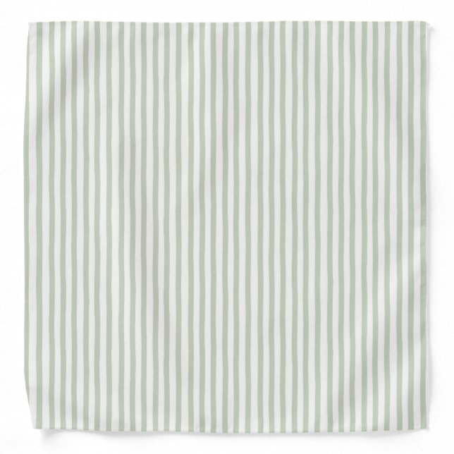 Chic Green White Stripes Bandana (Front)