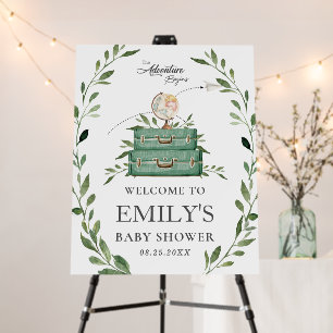 Chic Greenery Adventure Begins Baby Shower Welcome Foam Board