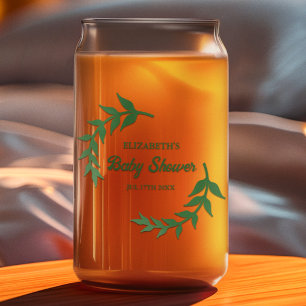 Chic Greenery Baby Shower Can Glass