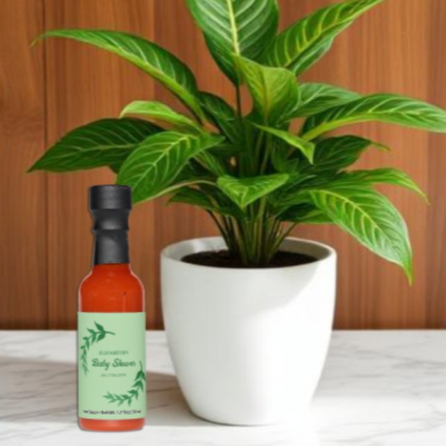 Chic Greenery Baby Shower Hot Sauces (Creator Uploaded)