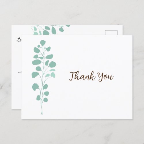 Chic Greenery Botanical Thank You Postcard