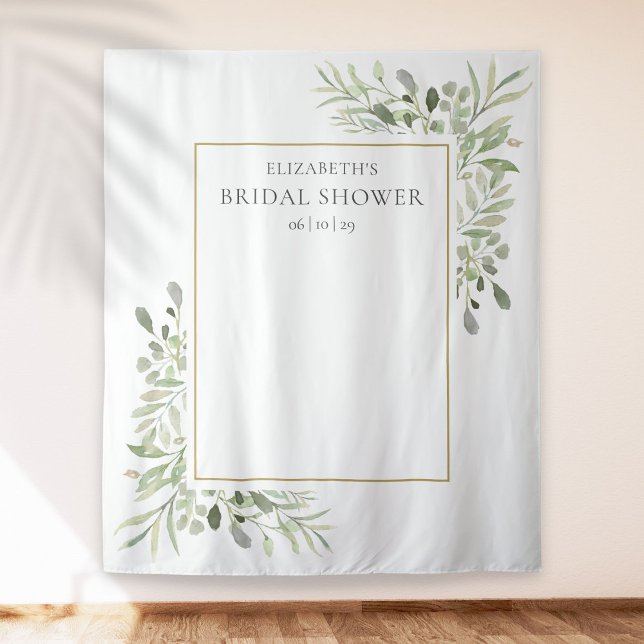 Chic Greenery Bridal Shower Photo Booth Backdrop (Creator Uploaded)