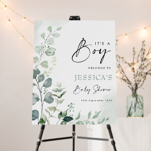 Chic Greenery Eucalyptus Boy Baby Shower Welcome Foam Board