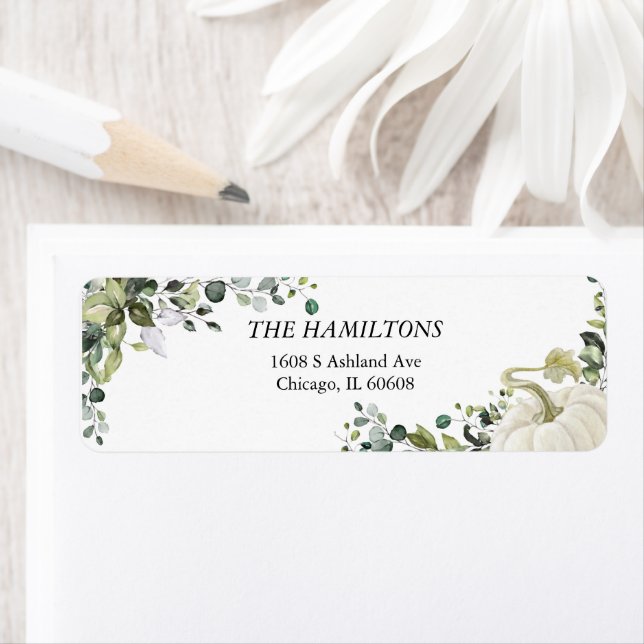 Chic Greenery Eucalyptus Pumpkin Thanksgiving Label (Insitu)