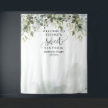 Chic greenery foliage eucalyptus 16th birthday tapestry<br><div class="desc">Planning a 16th birthday party and craving a touch of chic greenery to set the scene? Look no further than the stunning Eucalyptus Tapestry backdrop, perfect for adding a touch of natural charm to your celebration. This beautifully designed backdrop effortlessly blends elegance with a fresh, botanical vibe, creating a picturesque...</div>