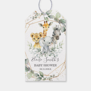 Chic Greenery Jungle Animals Baby Shower Birthday Gift Tags