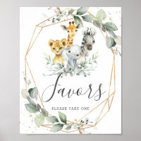 Chic Greenery Jungle Animals Baby Shower Favors