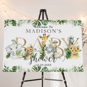 Chic Greenery Jungle Animals Baby Shower Welcome Foam Board