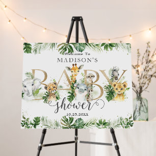 Chic Greenery Jungle Animals Baby Shower Welcome Foam Board