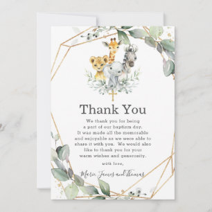 Chic Greenery Jungle Animals Baptism Christening Thank You Card