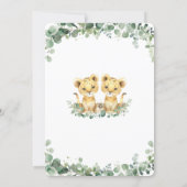 Chic Greenery Lion Cubs Twins Boys Baby Shower Invitation (Back)