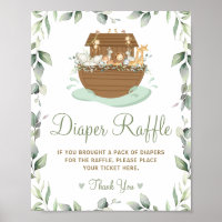 Chic Greenery Noah's Ark Baby Shower Diaper Raffle