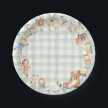 Chic Greenery Nursery Rhyme Green Gender Neutral Paper Plates<br><div class="desc">Personalize these chic greenery nursery rhyme party plates with your own wording easily and quickly.  Simply click the customize it further button to edit the texts,  change fonts and fonts colors.  Matching items available in store.  (c) The Happy Cat Studio</div>