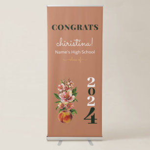 Chic Greenery Peach Graduation Party Banner