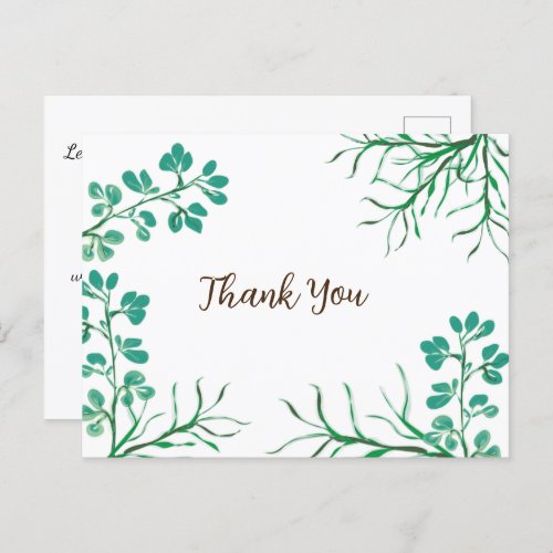 Chic Greenery Rosemary Thank You Postcard