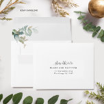 Chic Greenery RSVP Envelope with Return Address<br><div class="desc">Beautiful wedding RSVP envelope with delicate eucalyptus watercolor greenery details inside and printed return address on the front. Design matching our "Minimal and Graceful Eucalyptus" wedding RSVP cards. NOTES: 1) the default "A2" envelope size selected fits our coordinating 3.5" x 5" RSVP card size, if you make changes to the...</div>