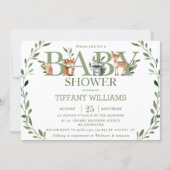 Chic Greenery Rustic Woodland Animals Baby Shower Invitation (Front)
