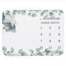 Chic Greenery Sleeping Elephant Monthly Milestone Baby Blanket Chic Greenery Sleeping Elephant Monthly Milestone Baby Blanket