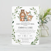 Chic Greenery Woodland Animals Baby Shower by Mail Invitation (Standing Front)