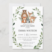 Chic Greenery Woodland Animals Baby Shower Forest Invitation (Front)