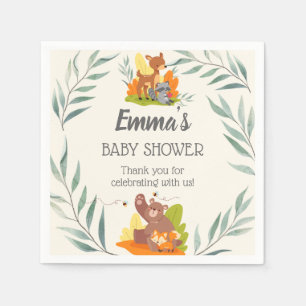 Chic Greenery Woodland Animals Baby Shower Forest Napkins