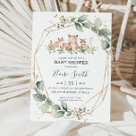 Chic Greenery Woodland Animals Baby Shower Neutral Invitation<br><div class="desc">Personalize this chic greenery woodland invitation with your own wording easily and quickly.  Simply click the customize it further button to edit the texts,  change fonts and fonts colors.  Matching items available in store.  (c) The Happy Cat Studio</div>