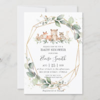 Chic Greenery Woodland Animals Baby Shower Neutral