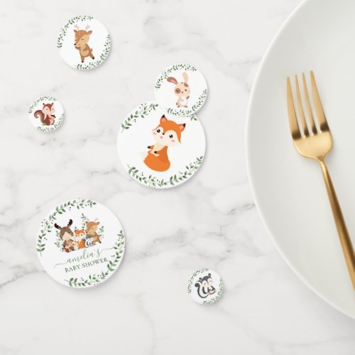 Chic Greenery Woodland Animals Baby Shower Party Confetti