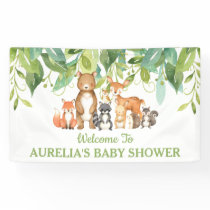 Chic Greenery Woodland Animals Welcome Backdrop Banner