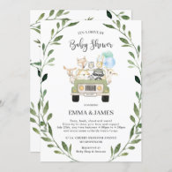 Chic Greenery Woodland Drive By Baby Shower Boy Invitation