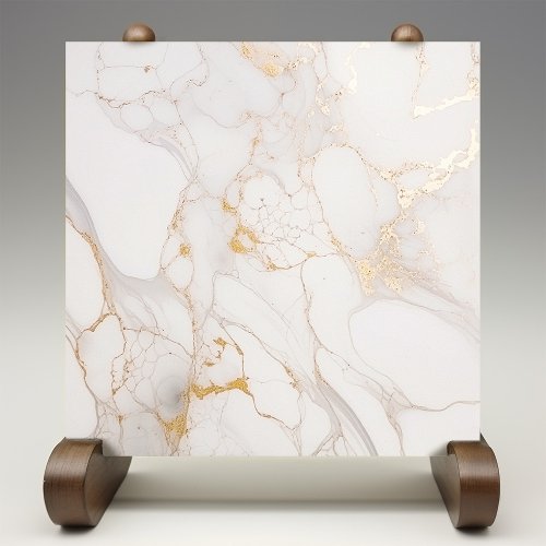 Chic Grey and Gold Faux Marble Tile Print