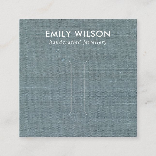 CHIC GREY BLUE BURLAP LINEN HAIR CLIP DISPLAY CARD (Front)