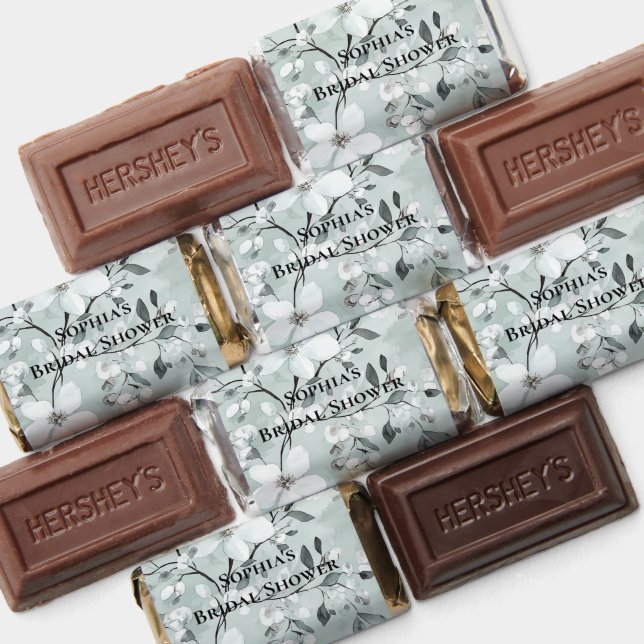 Chic Grey Blue White Flowers Bridal Shower Hershey's Miniatures (Assorted)