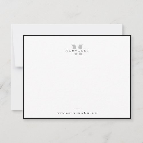 Chic Grey Bold Letter Simple Monogram Name Note Card