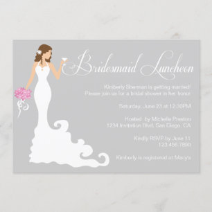 Chic Grey Bridesmaid Luncheon Invitation