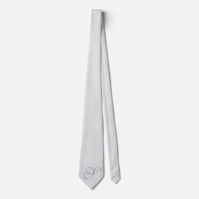 Chic Grey Custom Initial Monogrammed Gray Neck Tie (Front)