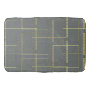 Chic Grey & Gold Geometric Glam Bath Mat