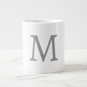 Chic Grey Initial Letter Monogram Modern Giant Coffee Mug