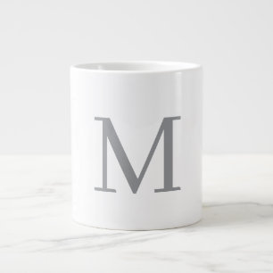 Chic Grey Initial Letter Monogram Modern Giant Coffee Mug