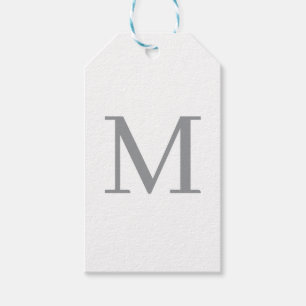 Chic Grey Initial Letter Monogram Modern Gift Tags