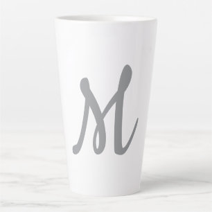 Chic Grey Initial Letter Monogram Modern Latte Mug